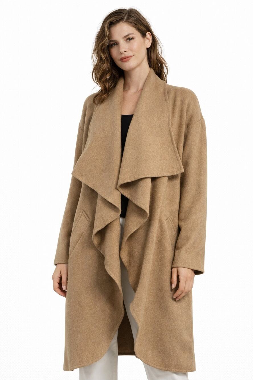 NWT Ralph Lauren Truffle Wool Blend Waterfall Wrap Coat (2024) size med